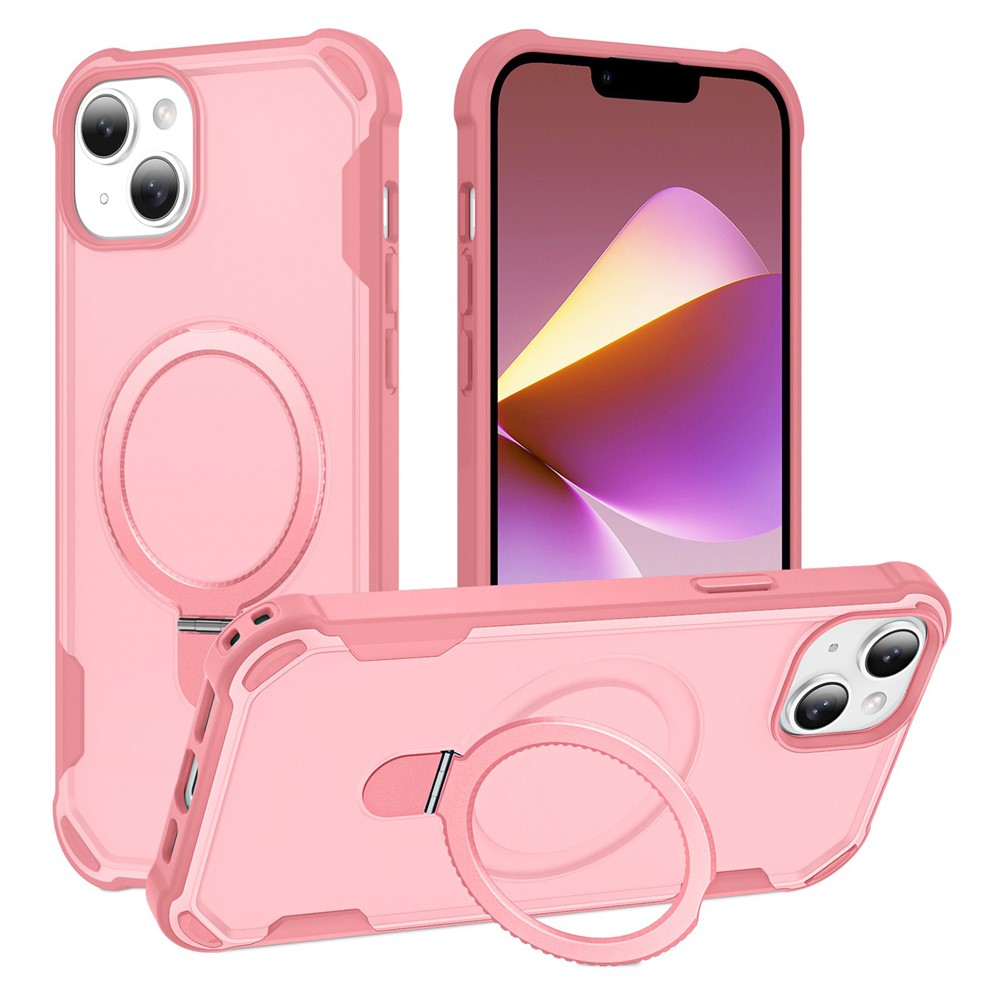 For iPhone 13 Case Compatible with MagSafe Kickstand TPU + PC Shockproof Phone Back Cover - Pink