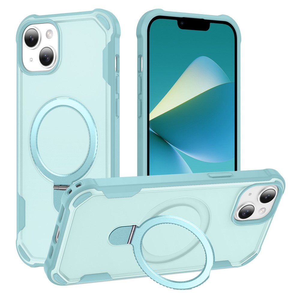 For iPhone 14 Case Compatible with MagSafe Kickstand TPU + PC Shockproof Phone Back Cover - Lake Blue