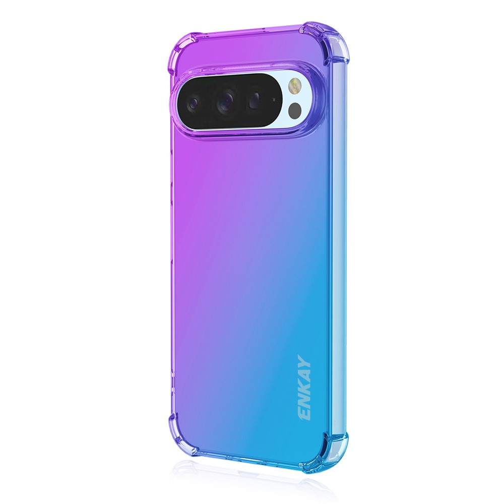 For Google Pixel 9 Pro / Google Pixel 9 TPU Case ENKAY Thickened Four Corner Drop-proof Phone Back Cover - Purple / Blue
