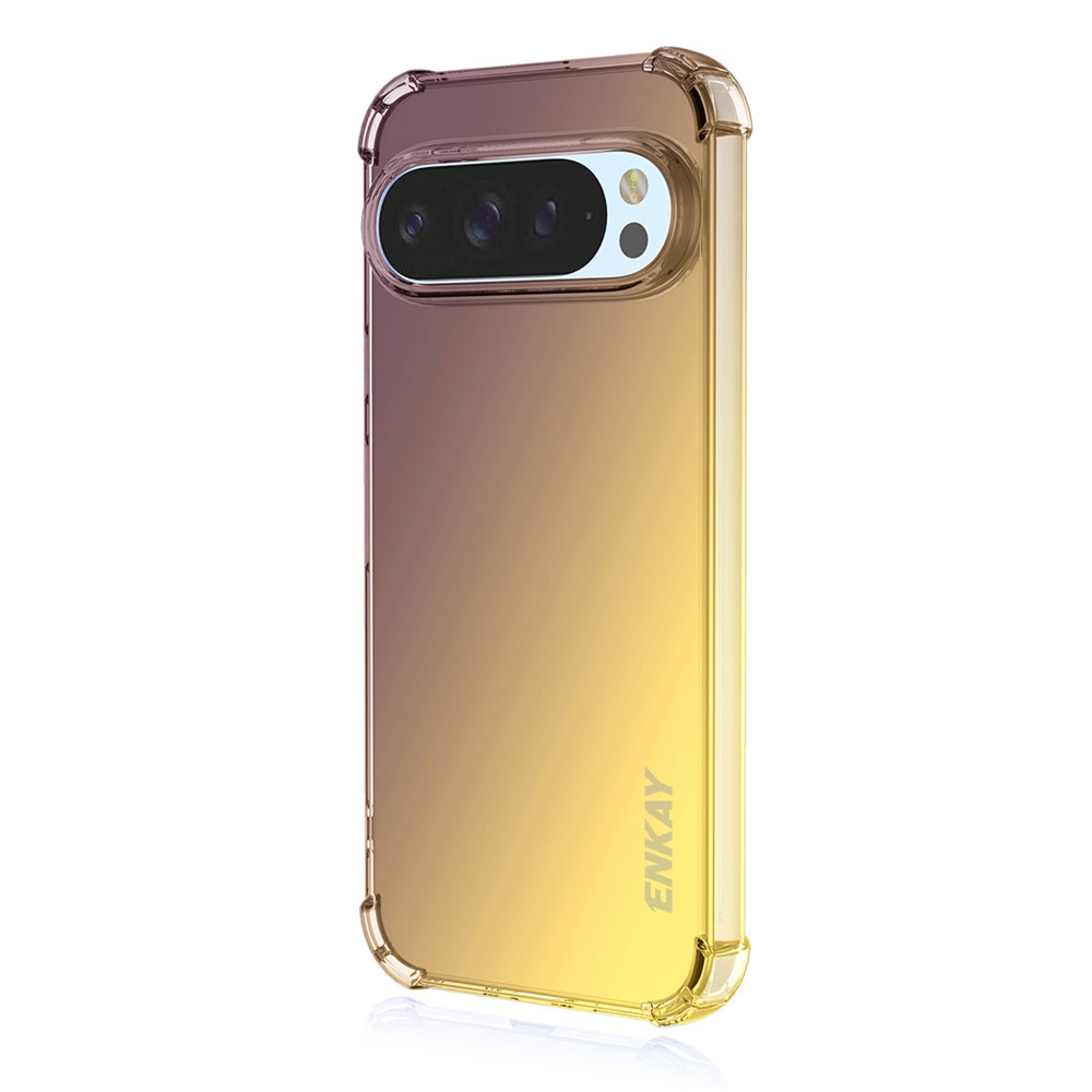 For Google Pixel 9 Pro / Google Pixel 9 TPU Case ENKAY Thickened Four Corner Drop-proof Phone Back Cover - Purple / Gold
