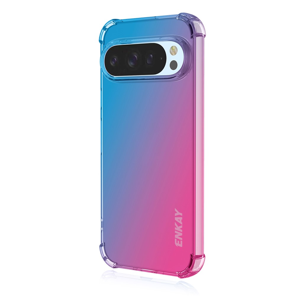 For Google Pixel 9 Pro / Google Pixel 9 TPU Case ENKAY Thickened Four Corner Drop-proof Phone Back Cover - Blue / Pink