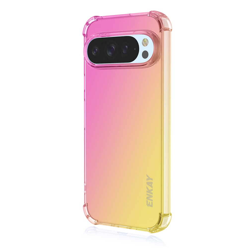 For Google Pixel 9 Pro XL TPU Case ENKAY Thickened Four Corner Drop-proof Phone Back Cover - Pink / Gold