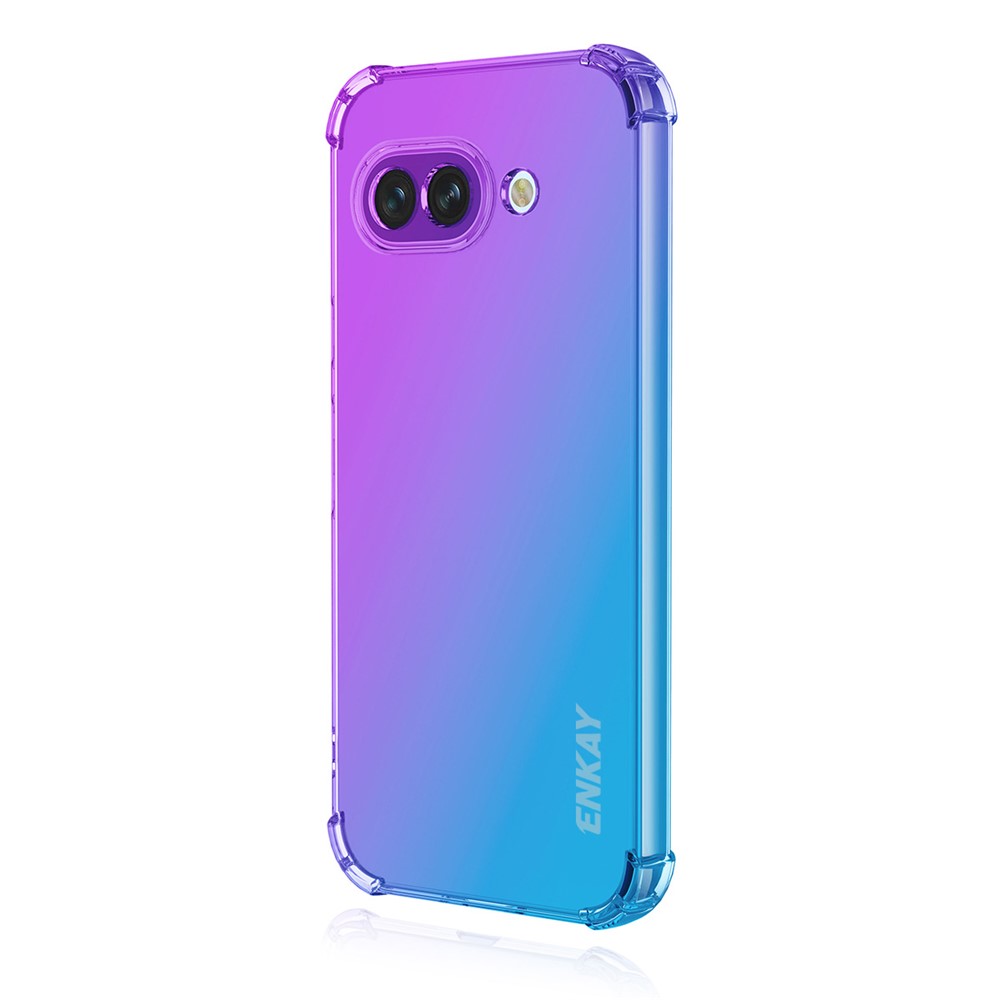 For Google Pixel 9a TPU Case ENKAY Thickened Four Corner Drop-proof Phone Back Cover - Purple / Blue