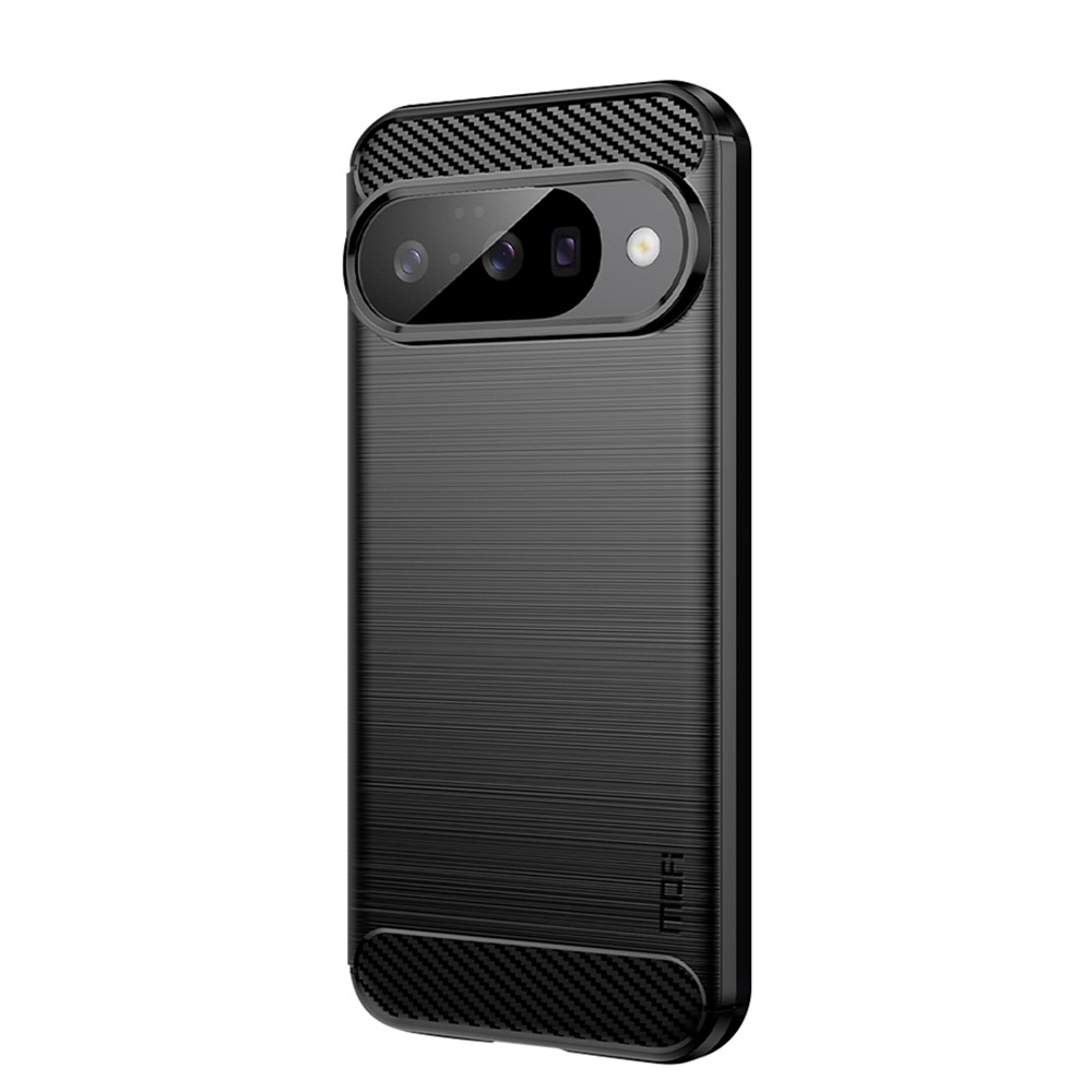 For Google Pixel 10 Pro / 10 Back Cover MOFI Brushed Texture Carbon Fiber Soft TPU Case - Black