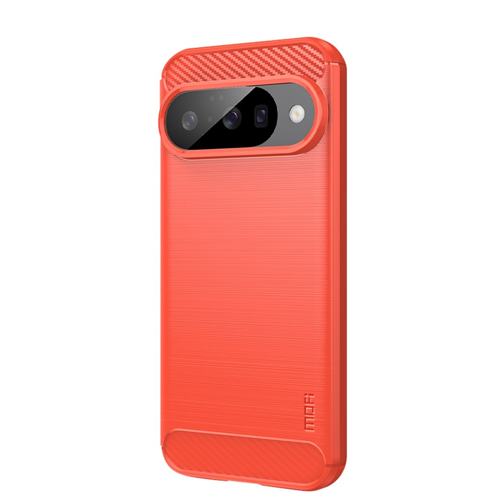 For Google Pixel 10 Pro / 10 Back Cover MOFI Brushed Texture Carbon Fiber Soft TPU Case - Red