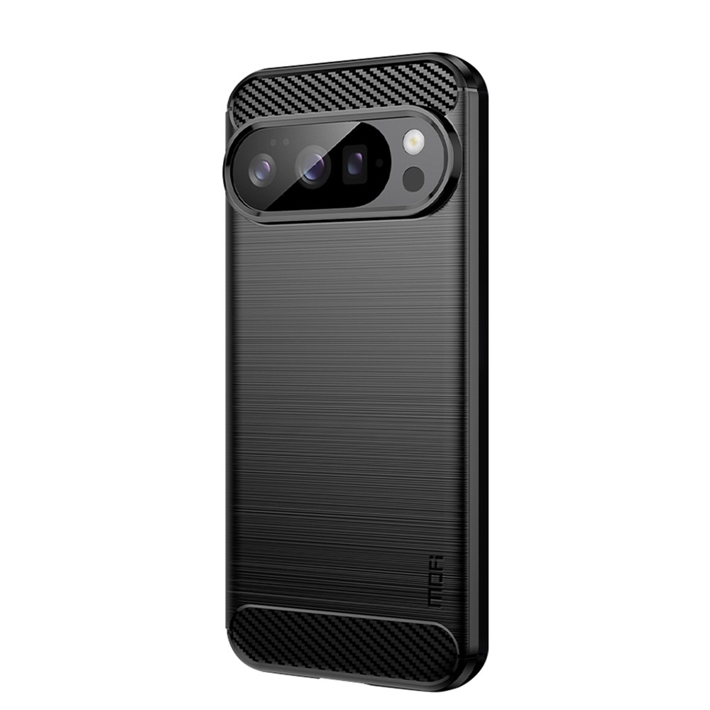 For Google Pixel 10 Pro / 10 Back Cover MOFI Brushed Texture Carbon Fiber Soft TPU Case - Black