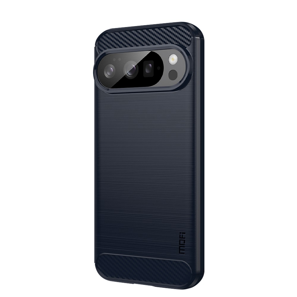 For Google Pixel 10 Pro / 10 Back Cover MOFI Brushed Texture Carbon Fiber Soft TPU Case - Blue