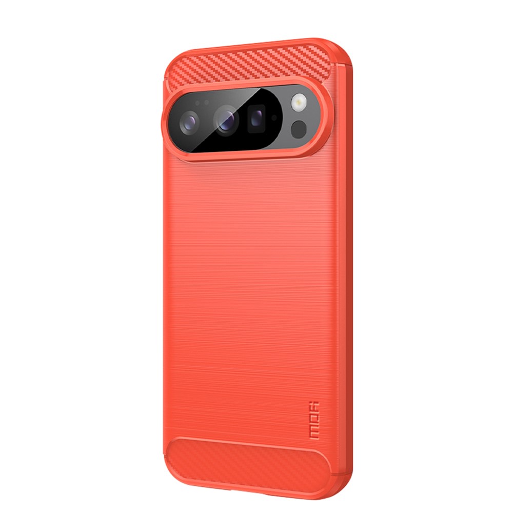 For Google Pixel 10 Pro / 10 Back Cover MOFI Brushed Texture Carbon Fiber Soft TPU Case - Red