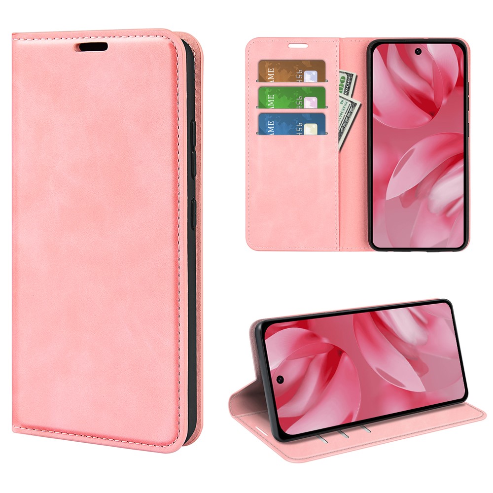 For Google Pixel 10 Case Skin Touch Leather Wallet Phone Cover - Pink