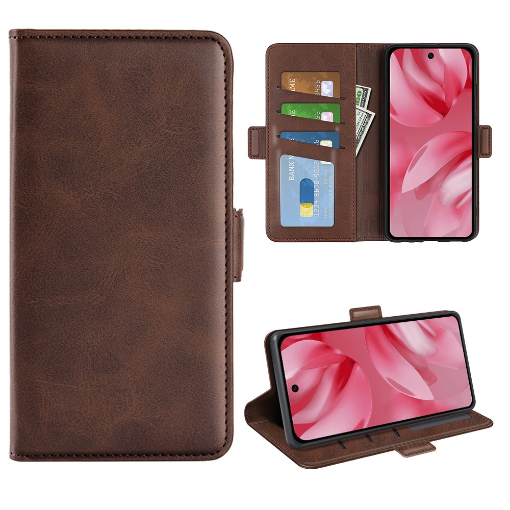 For Google Pixel 10 Case Calf Texture Leather Wallet Phone Cover - Brown