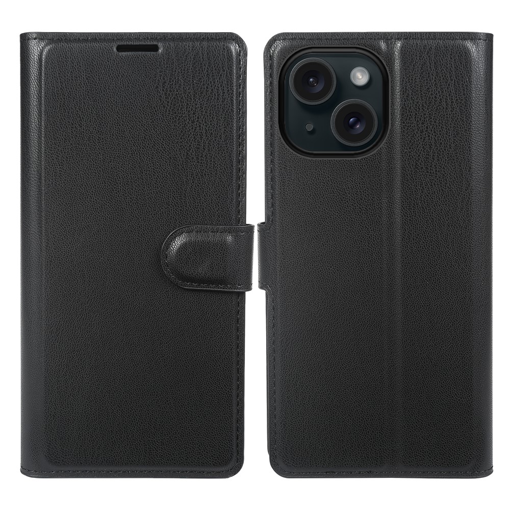 For iPhone 14 Stand Case Biobased Eco-Friendly RPET RPVB Slim Phone Cover with Wallet - Black