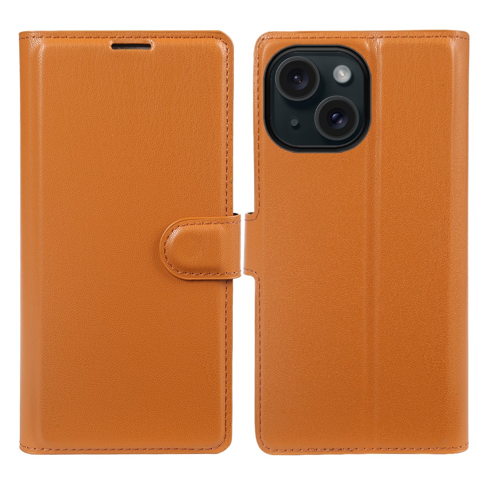 For iPhone 15 Stand Case Biobased Eco-Friendly RPET RPVB Slim Phone Cover with Wallet - Orange