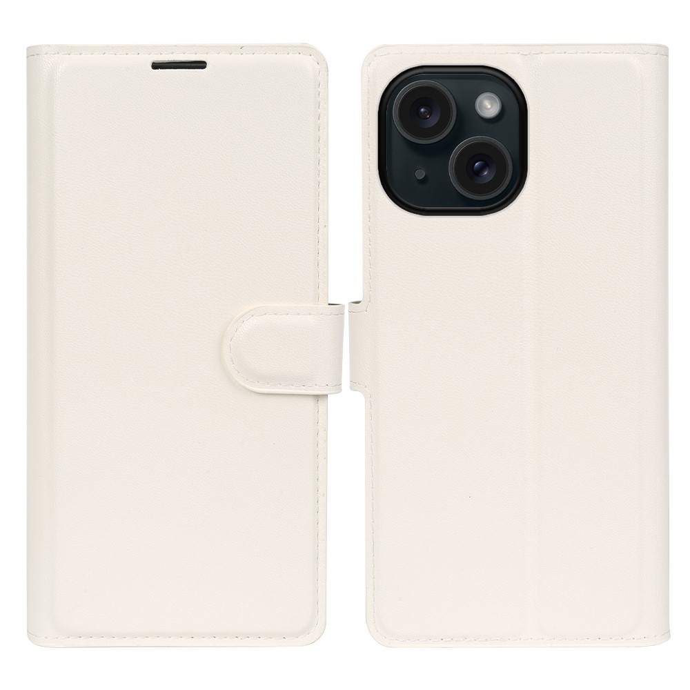 For iPhone 15 Stand Case Biobased Eco-Friendly RPET RPVB Slim Phone Cover with Wallet - White