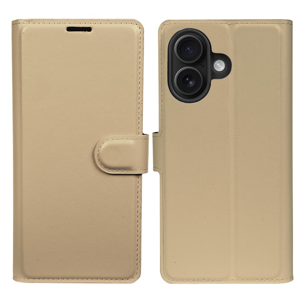 For iPhone 16 Plus Stand Case Biobased Eco-Friendly RPET RPVB Slim Phone Cover with Wallet - Khaki