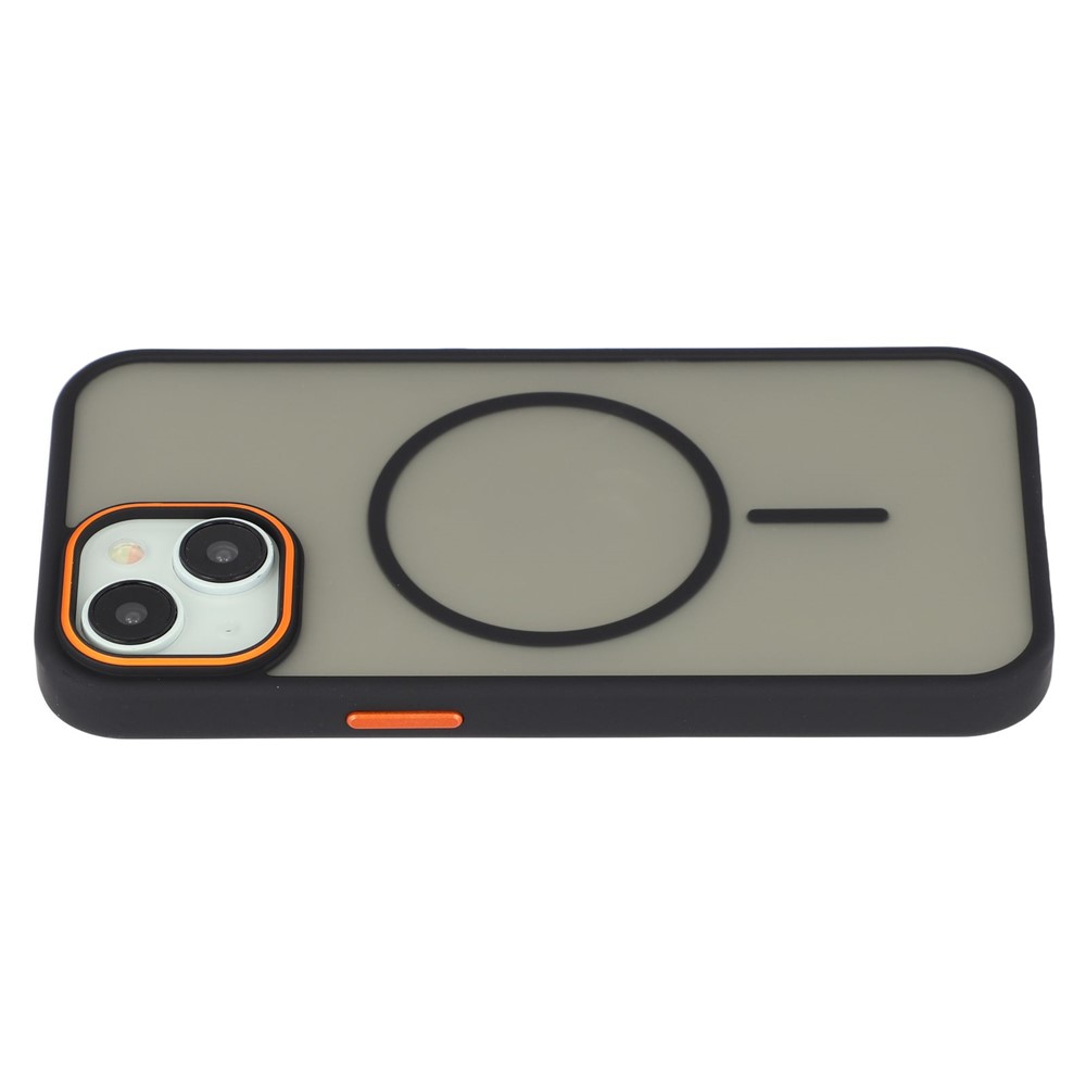 For iPhone 15 Magnetic Case Skin Touch TPU + PC Phone Back Cover - Black