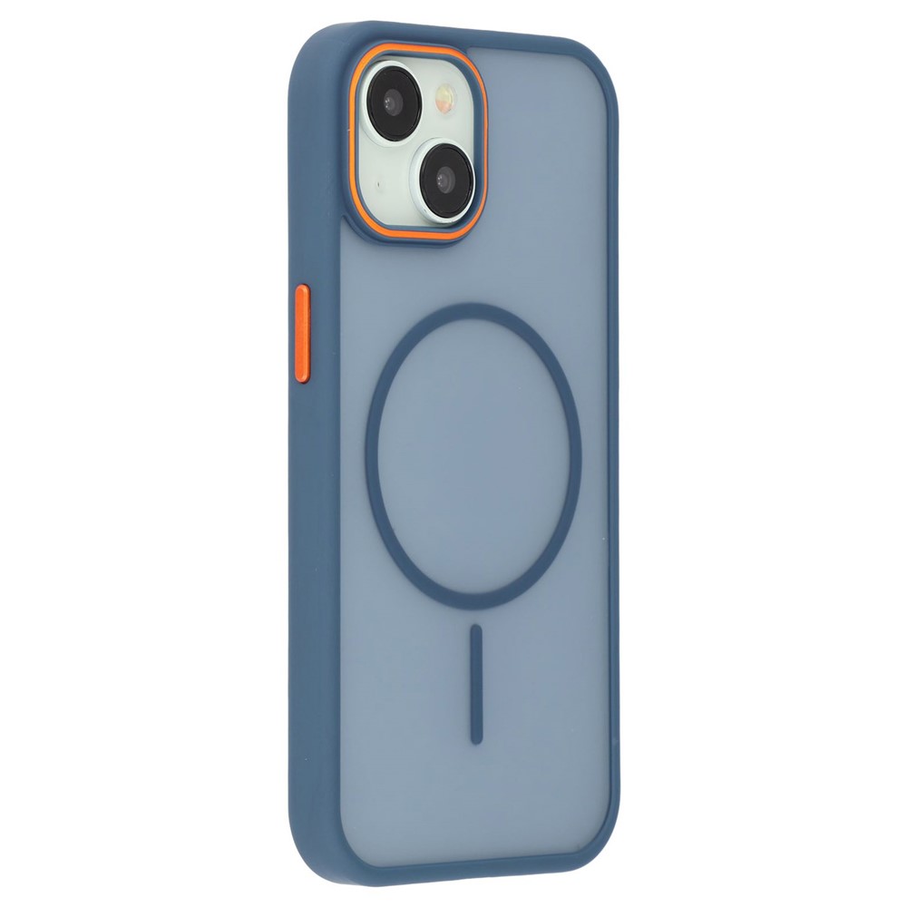 For iPhone 15 Plus Magnetic Case Skin Touch TPU + PC Phone Back Cover - Blue
