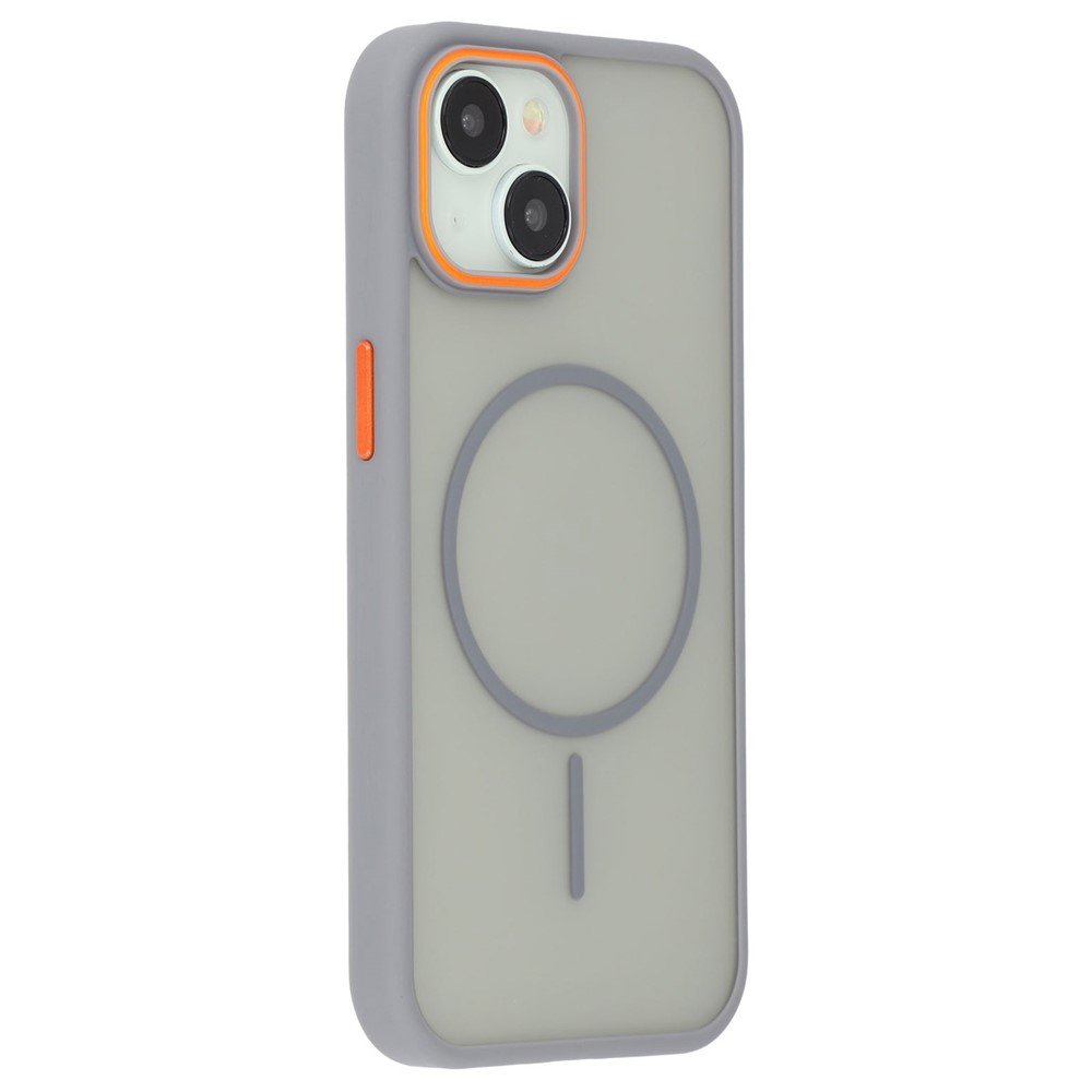 For iPhone 15 Plus Magnetic Case Skin Touch TPU + PC Phone Back Cover - Grey