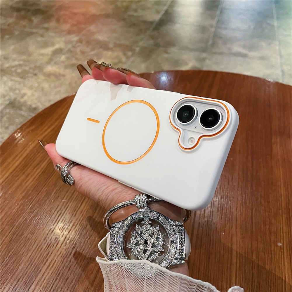 For iPhone 16 Plus Case Compatible with MagSafe Skin Touch Slim PC Phone Back Cover - White