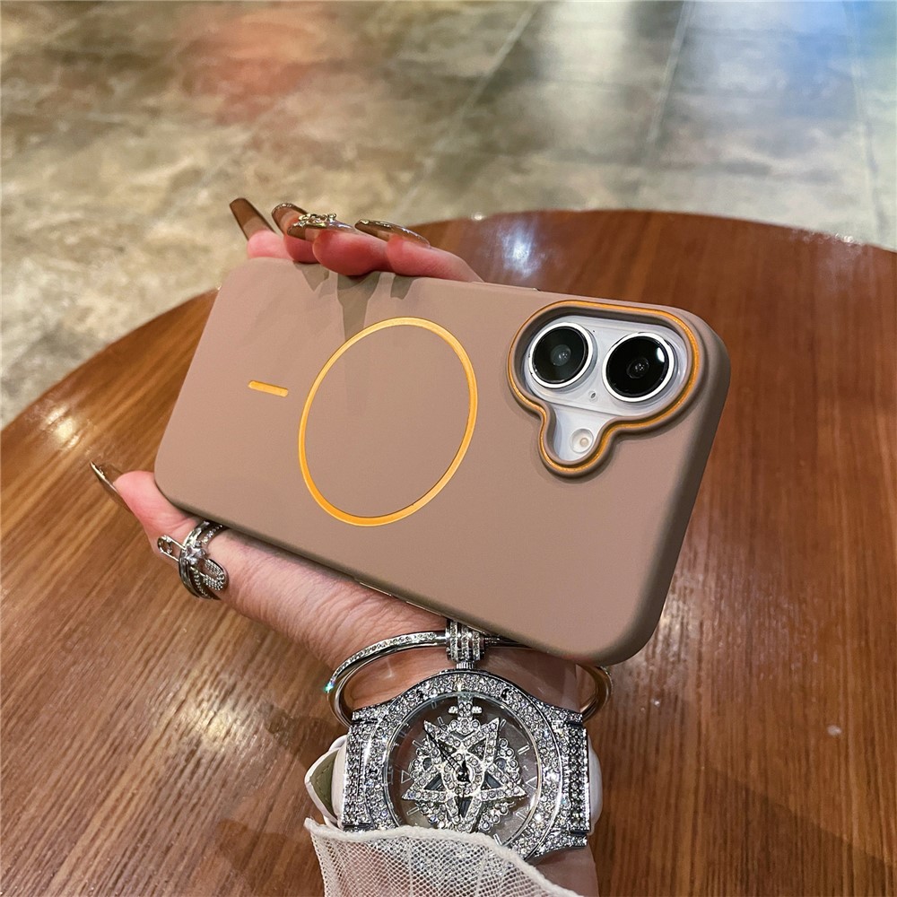 For iPhone 16 Plus Case Compatible with MagSafe Skin Touch Slim PC Phone Back Cover - Coffee