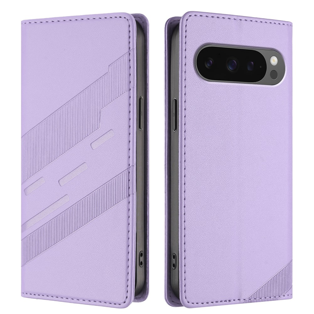 For Google Pixel 10 Pro / 10 / 9 Pro / 9 Phone Cases Punk Style Imprinted Wallet Stand Leather Cover - Light Purple