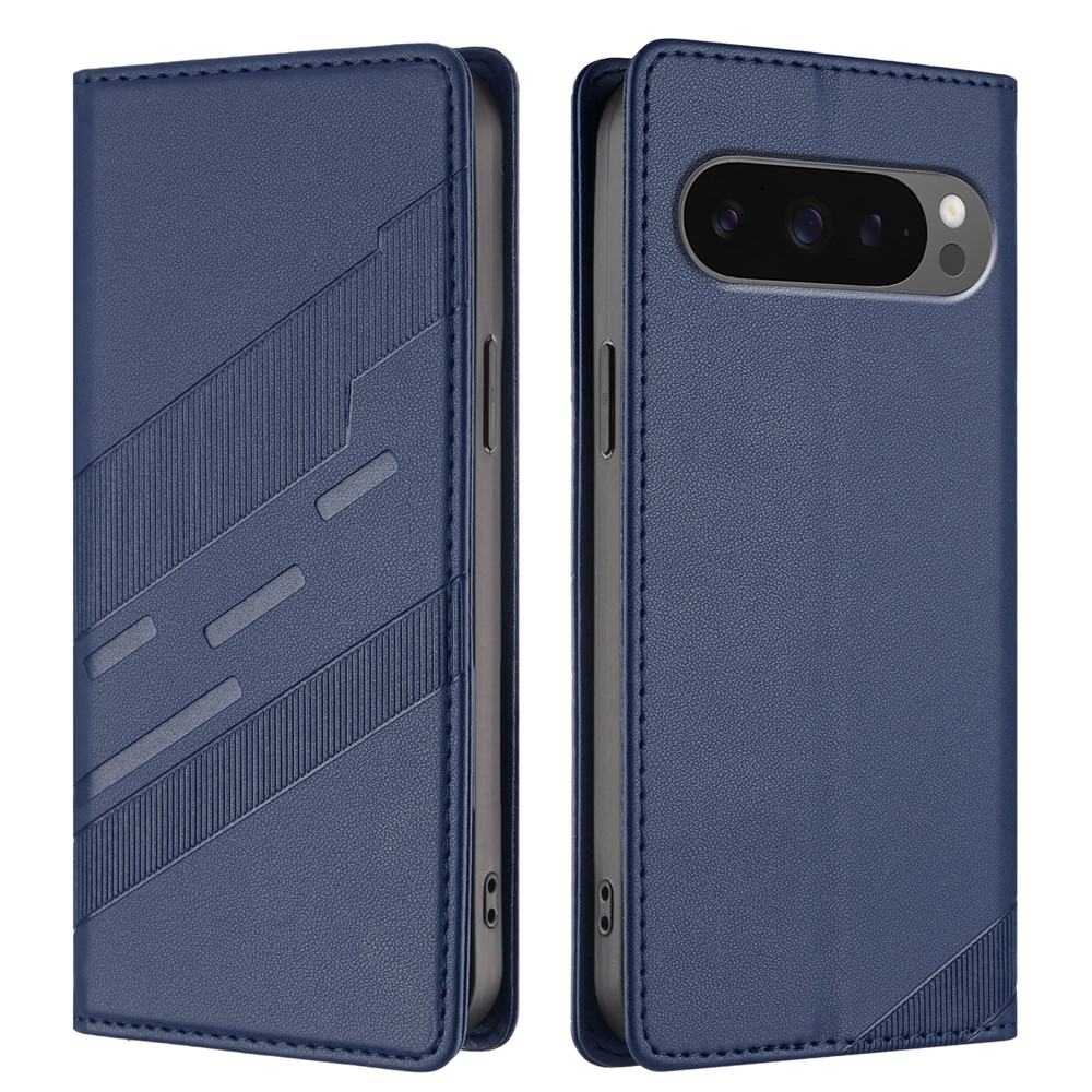 For Google Pixel 10 Pro / 10 / 9 Pro / 9 Phone Cases Punk Style Imprinted Wallet Stand Leather Cover - Dark Blue