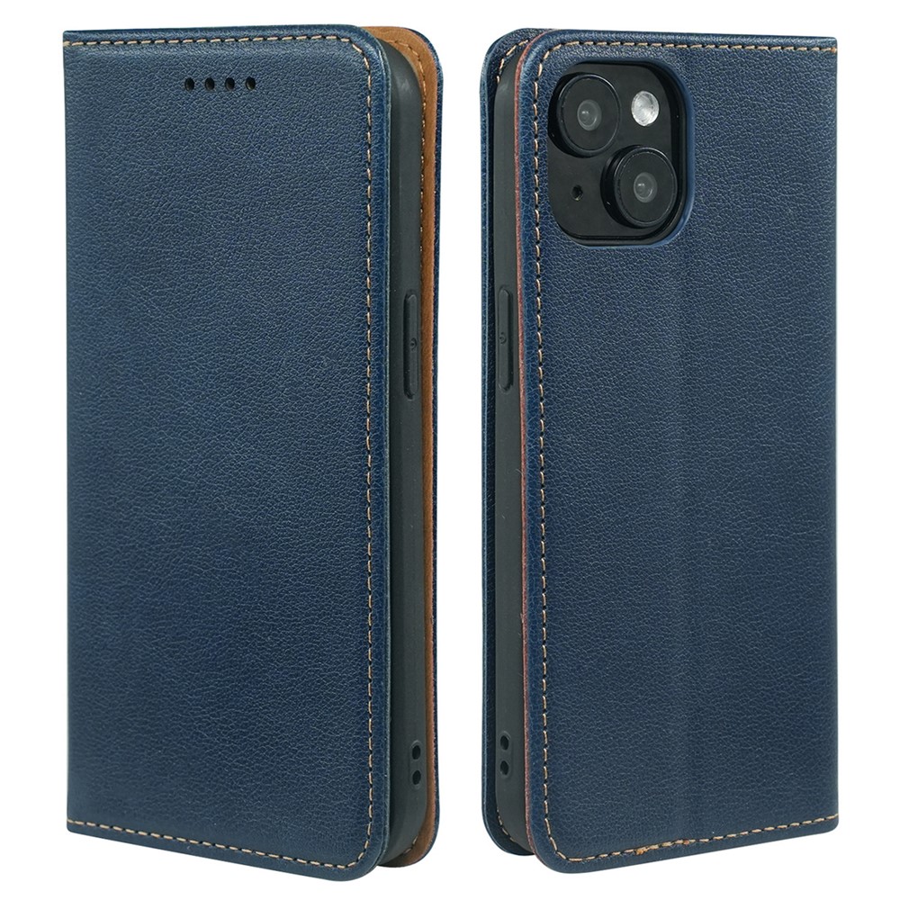 For iPhone 15 Case Wallet RFID Blocking Leather Phone Cover Strong Magnetic Closure - Blue