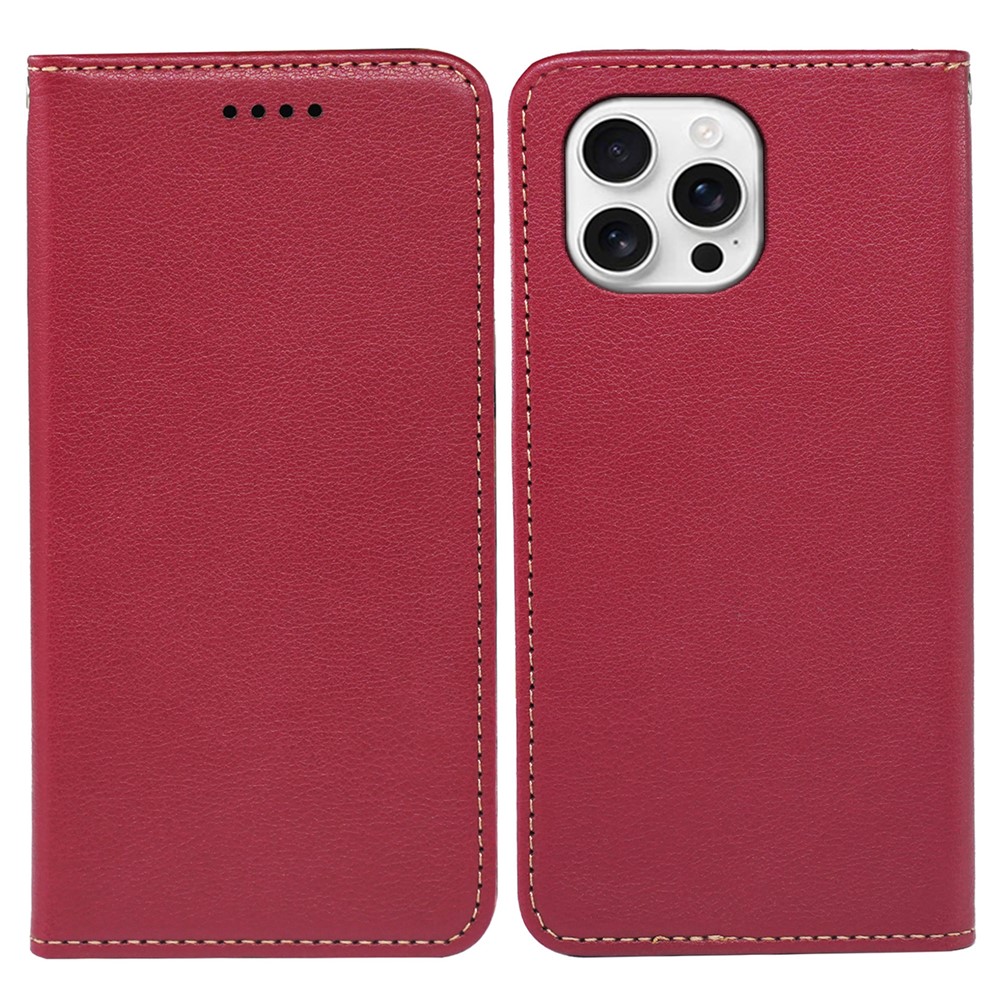 For iPhone 15 Pro Case Wallet RFID Blocking Leather Phone Cover Strong Magnetic Closure - Red