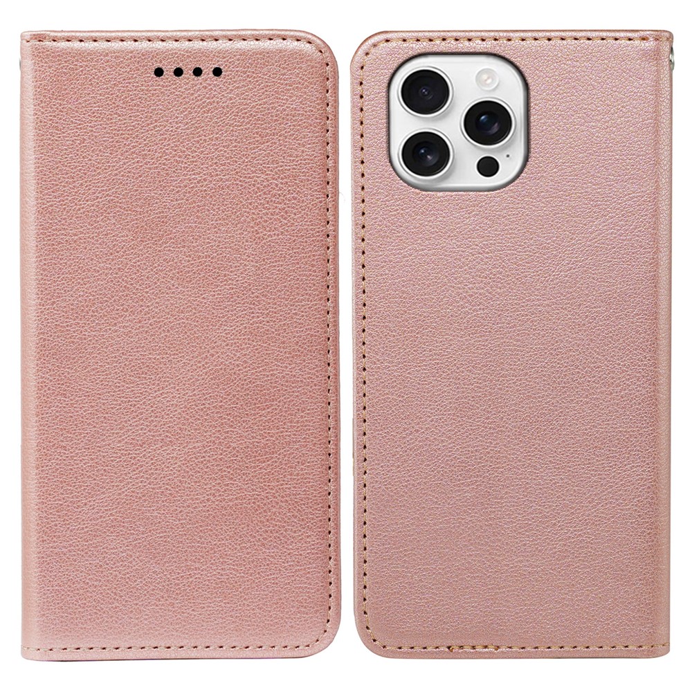 For iPhone 15 Pro Case Wallet RFID Blocking Leather Phone Cover Strong Magnetic Closure - Rose Gold