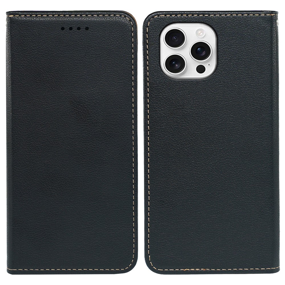 For iPhone 15 Pro Max Case Wallet RFID Blocking Leather Phone Cover Strong Magnetic Closure - Black