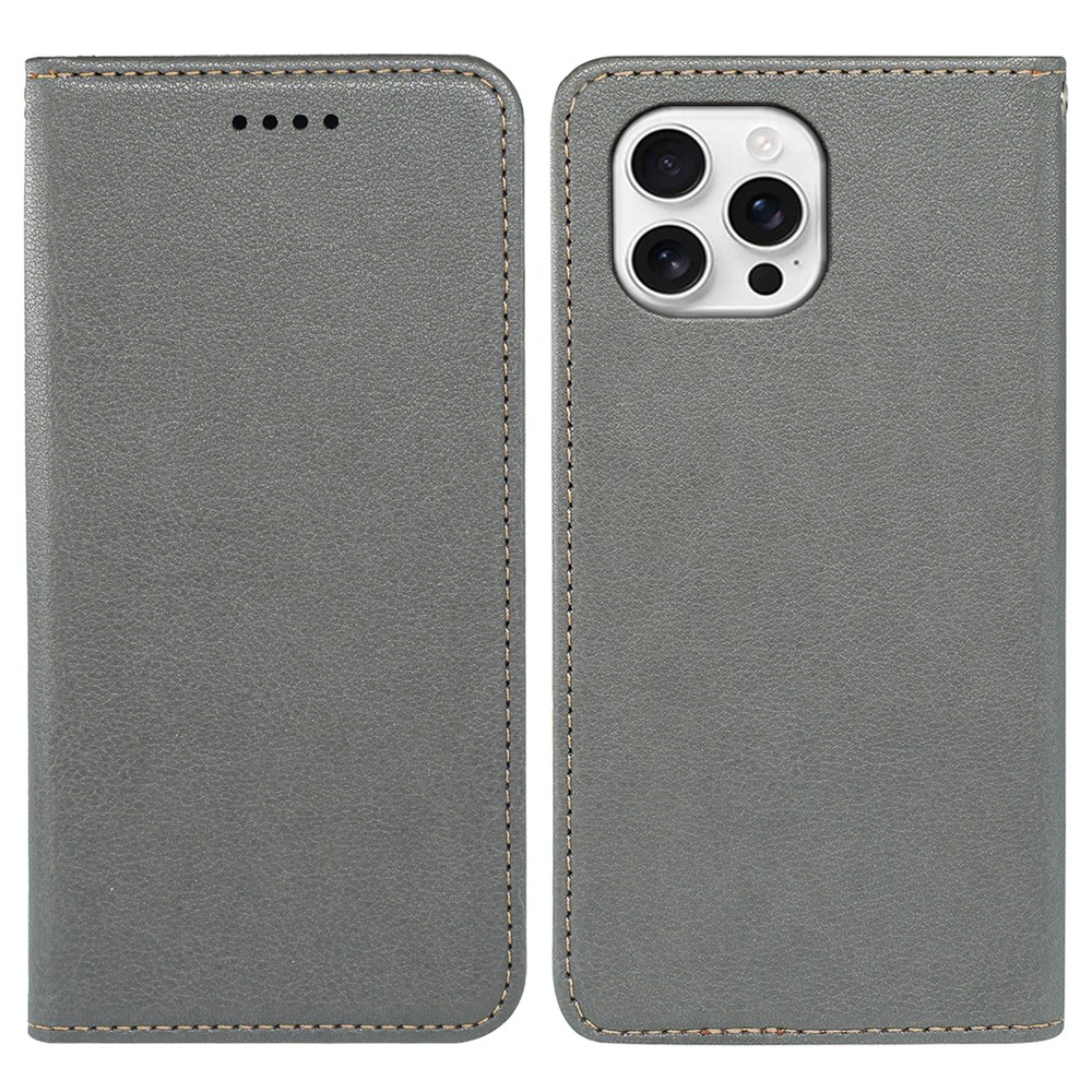 For iPhone 15 Pro Max Case Wallet RFID Blocking Leather Phone Cover Strong Magnetic Closure - Grey