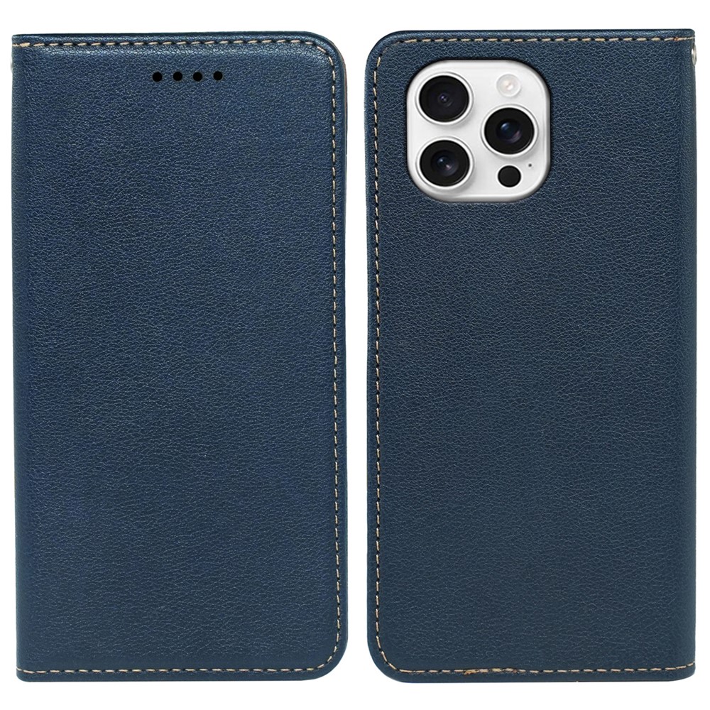 For iPhone 15 Pro Max Case Wallet RFID Blocking Leather Phone Cover Strong Magnetic Closure - Blue
