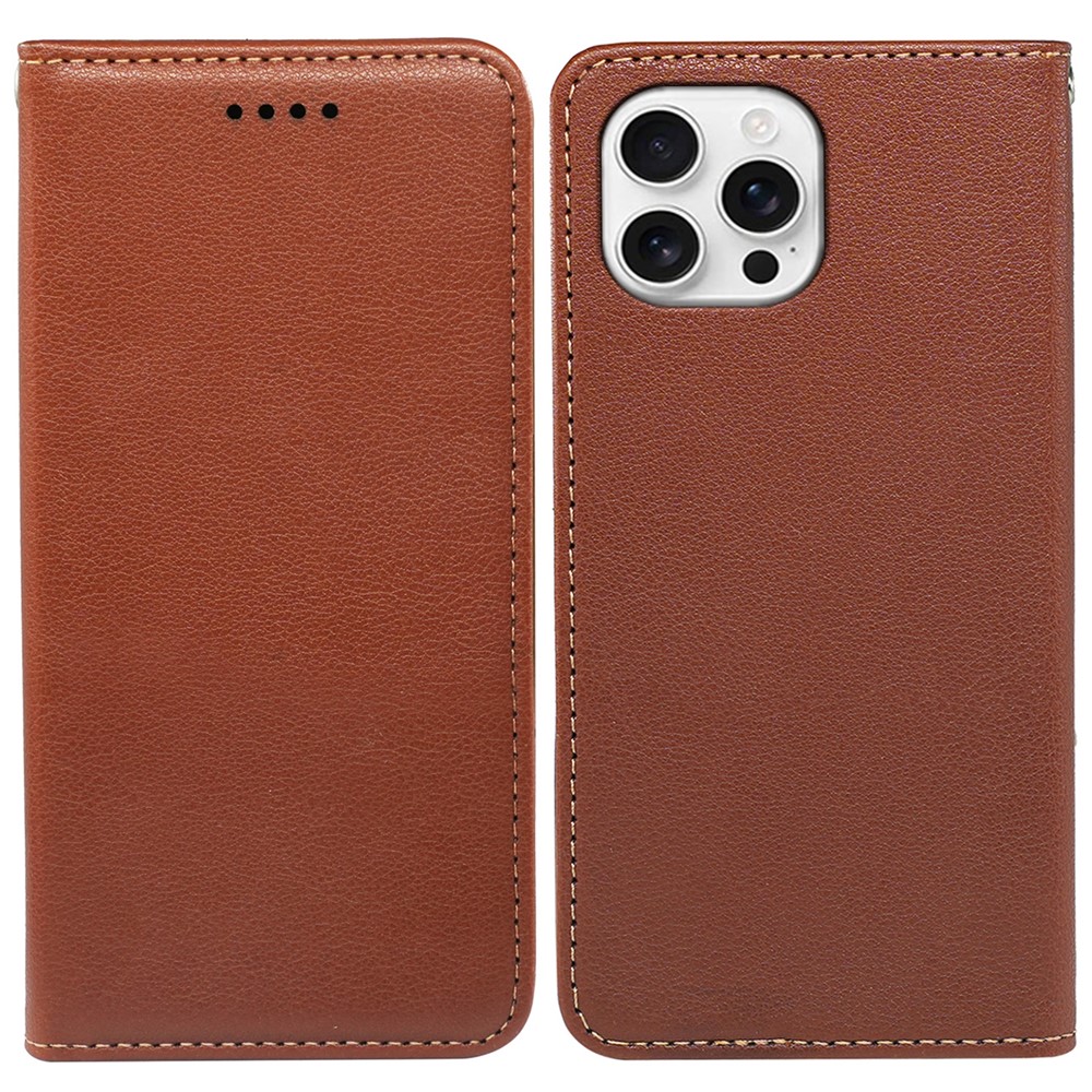 For iPhone 15 Pro Max Case Wallet RFID Blocking Leather Phone Cover Strong Magnetic Closure - Brown
