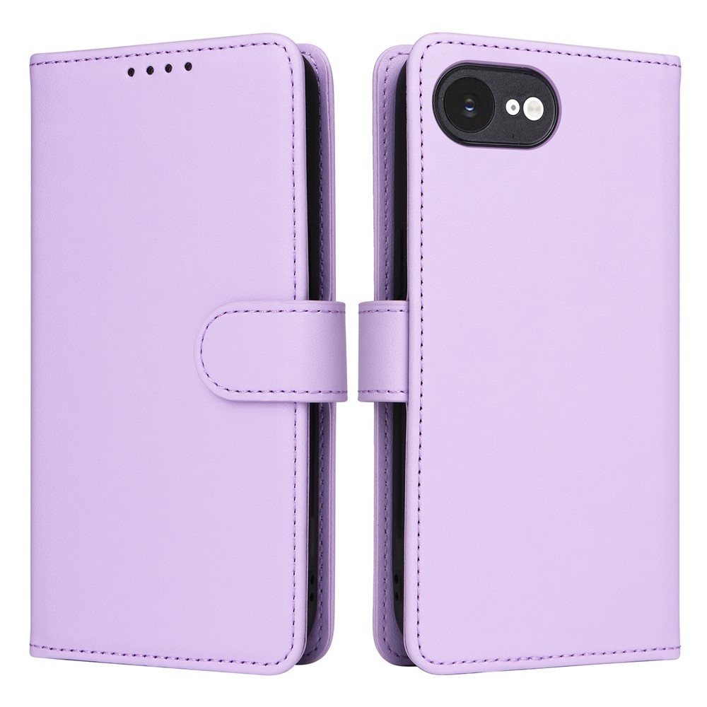 For iPhone 16e Magnetic Case BETOPNICE Detachable PU Leather Phone Cover with Strap - Purple
