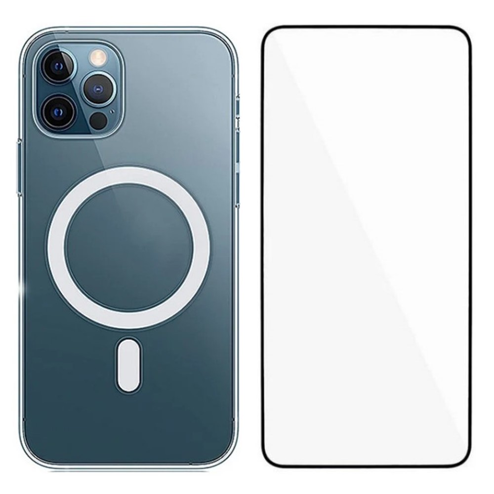 WANLONFENG LM Series For iPhone 15 Pro Max Clear Phone Case Compatible with MagSafe with Screen Film (Big Lens Hole)