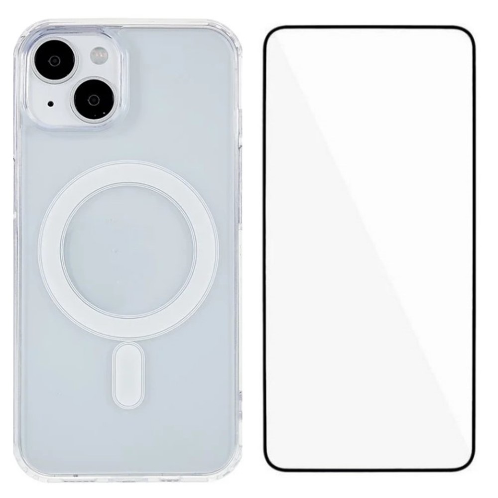 WANLONFENG LM Series For iPhone 14 Clear Phone Case Compatible with MagSafe with Screen Film (Big Lens Hole)