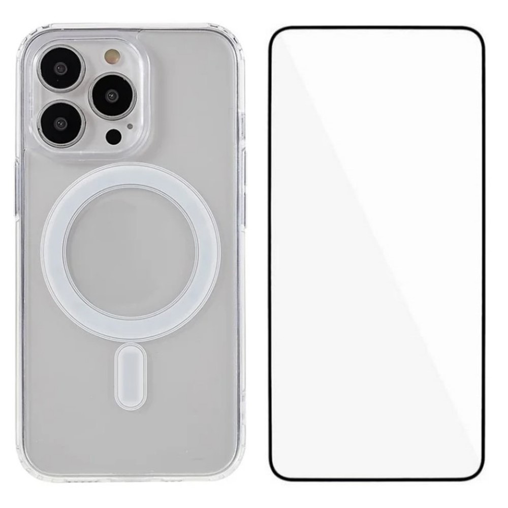 WANLONFENG LM Series For iPhone 13 Pro Max Clear Phone Case Compatible with MagSafe with Screen Film (Big Lens Hole)
