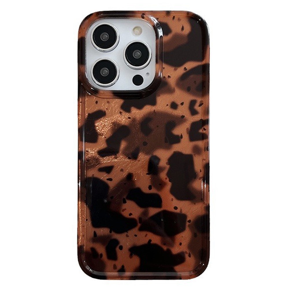 For iPhone 15 Pro Case Amber Leopard Print TPU Phone Cover