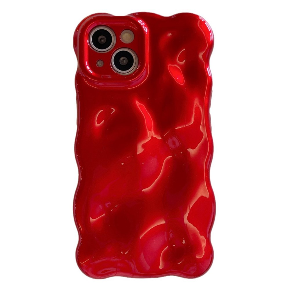 For iPhone 15 Case Christmas Red TPU Wavy Edge Phone Cover