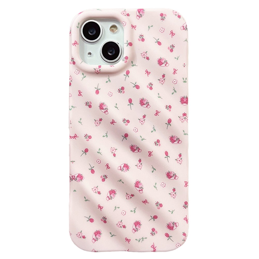 For iPhone 15 Pro Case Pink Floral Pattern TPU Phone Cover