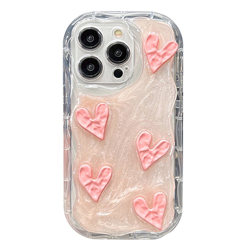 For iPhone 15 Pro Max Phone Cases TPU Cell Phone Back Cover with Crinkled Heart Design