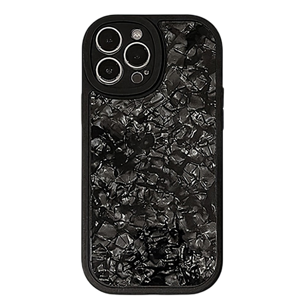 For iPhone 15 Pro Max TPU Case with Shell Pattern Shockproof Phone Back Cover - Black