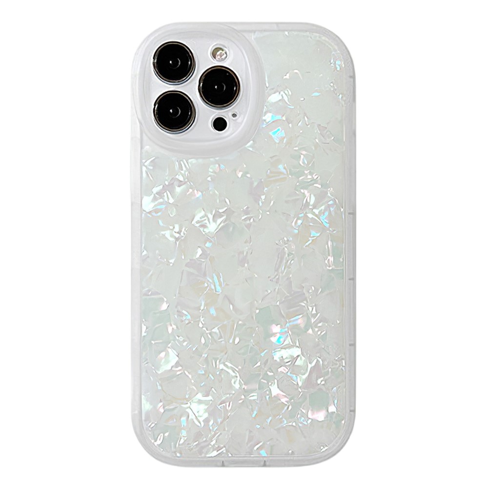 For iPhone 15 Pro TPU Case with Shell Pattern Shockproof Phone Back Cover - Transparent White
