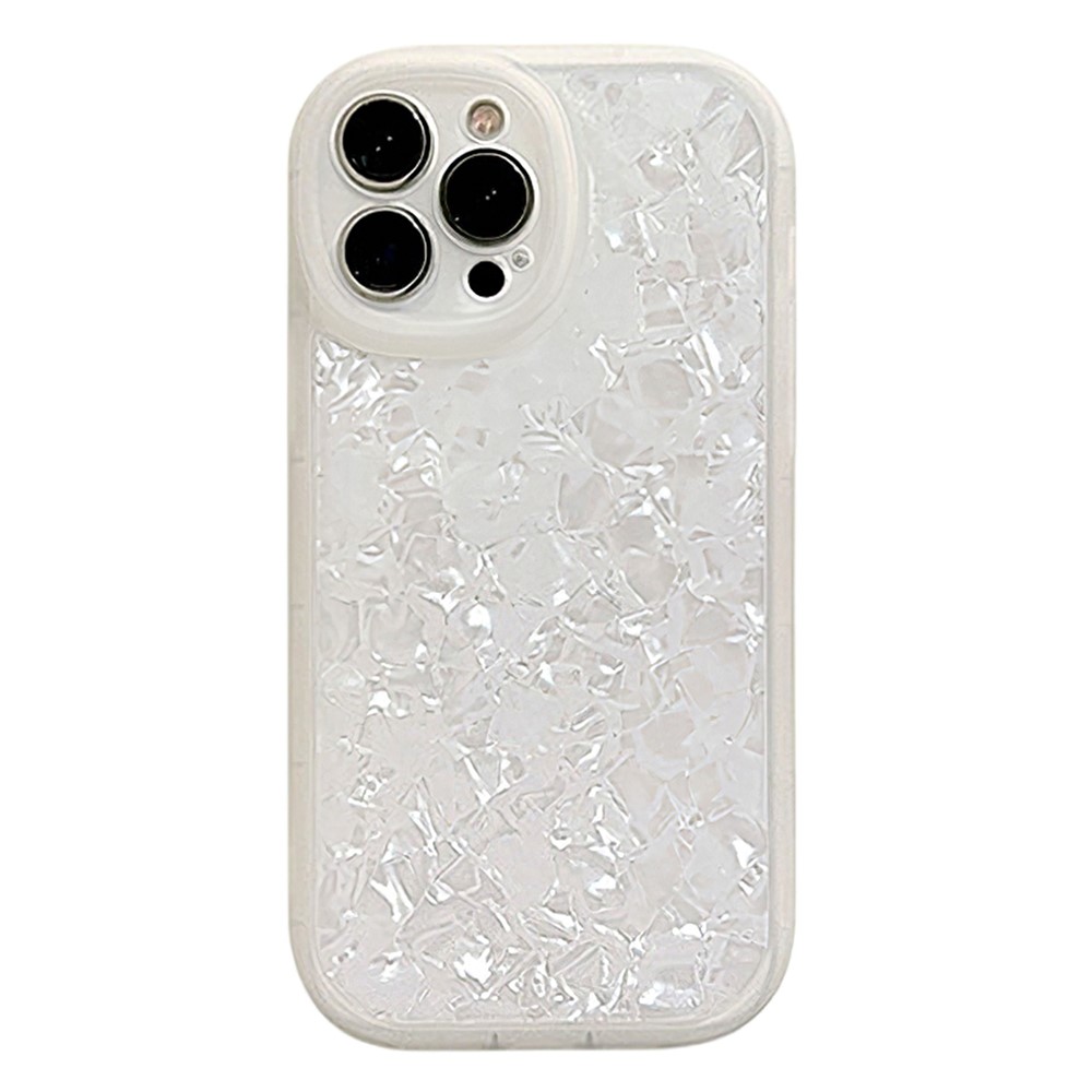 For iPhone 14 Pro Max TPU Case with Shell Pattern Shockproof Phone Back Cover - Clouds White