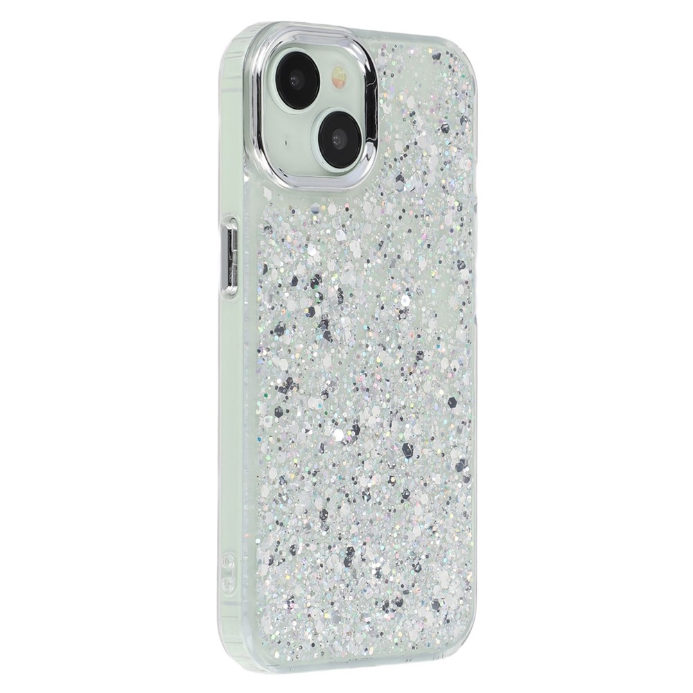 For iPhone 13 Case Epoxy Design Electroplating Soft TPU Phone Back Cover Large Lens Cutout