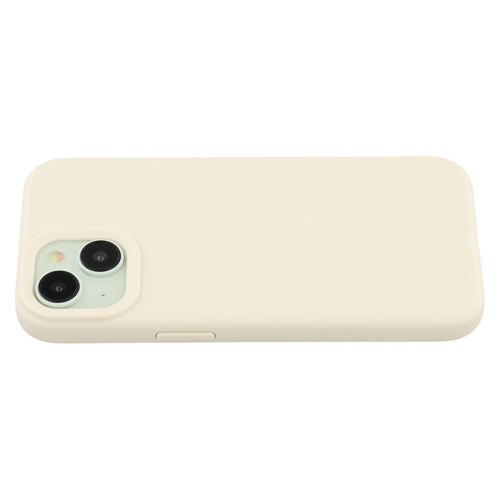 For iPhone 14 Case 2.0mm Thick Solid Color Soft TPU Phone Back Cover Large Lens Cutout - Antique White