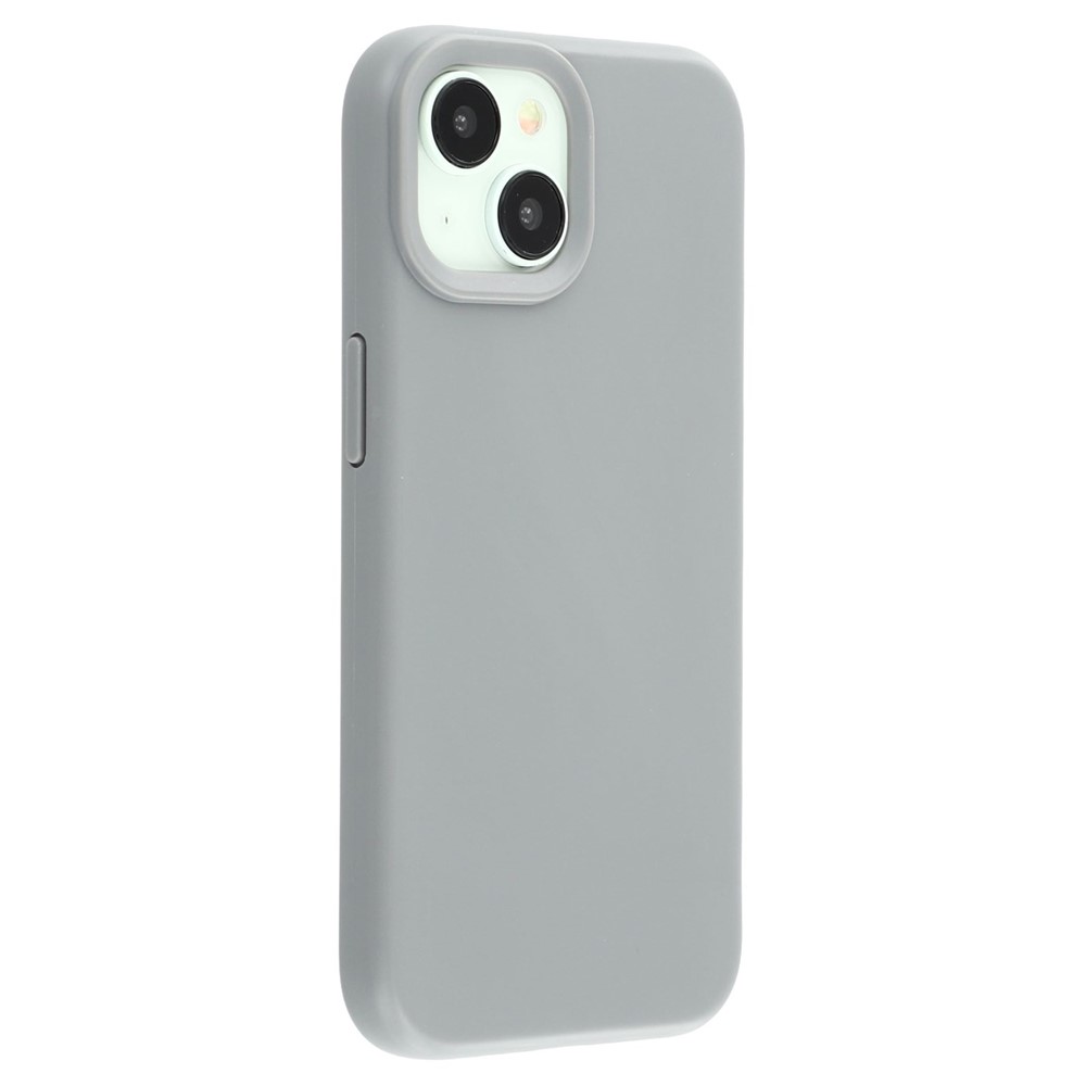 For iPhone 14 Case 2.0mm Thick Solid Color Soft TPU Phone Back Cover Large Lens Cutout - Grey