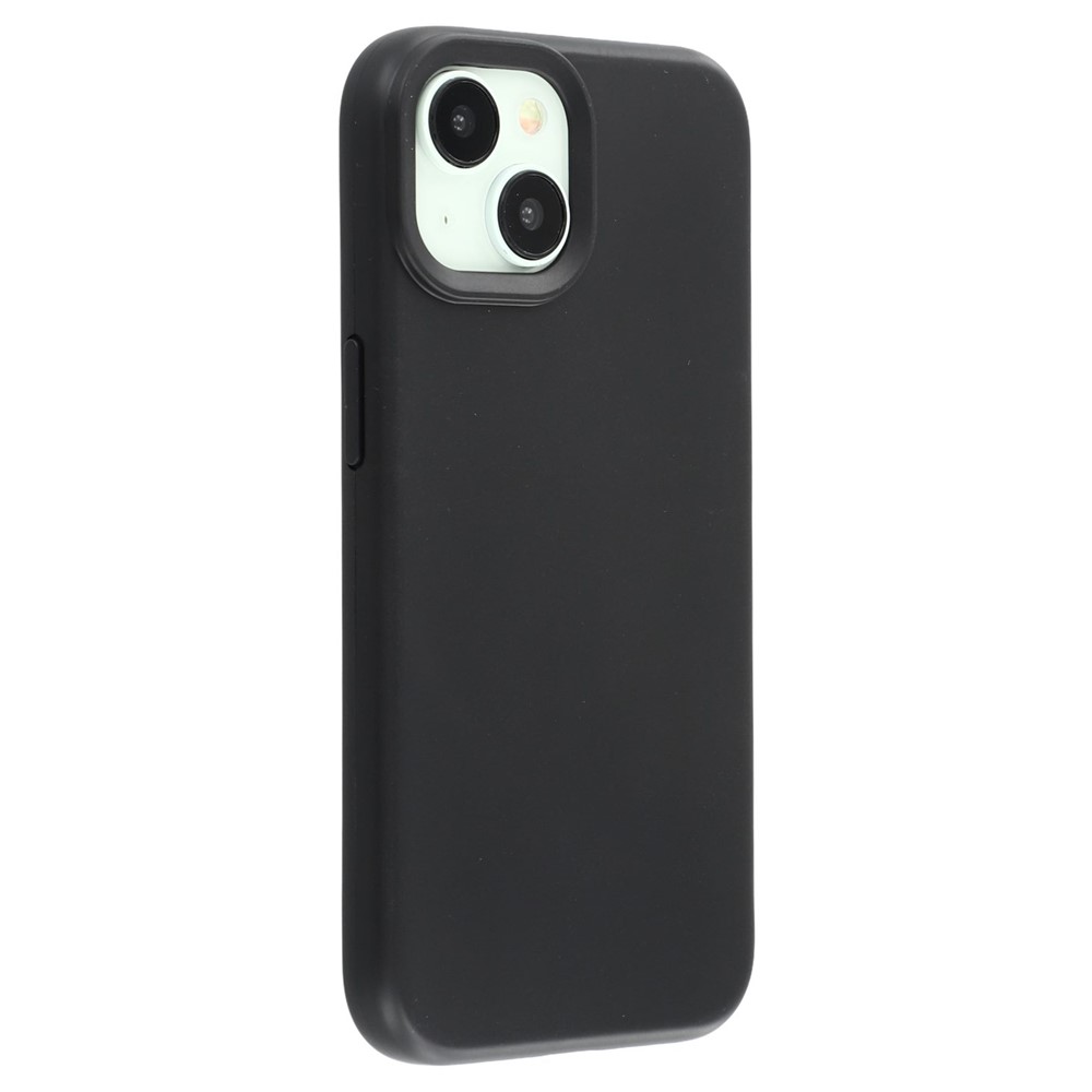 For iPhone 14 Case 2.0mm Thick Solid Color Soft TPU Phone Back Cover Large Lens Cutout - Black