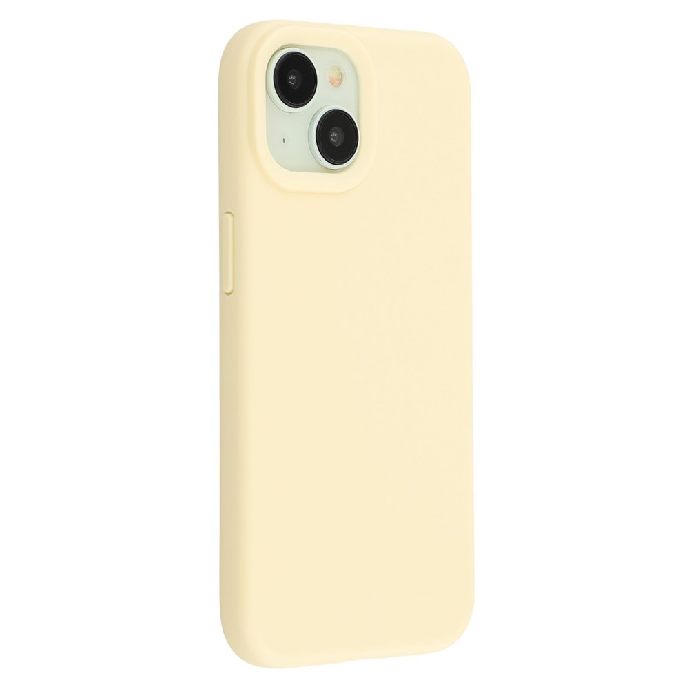 For iPhone 15 Case 2.0mm Thick Solid Color Soft TPU Phone Back Cover Large Lens Cutout - Yellow