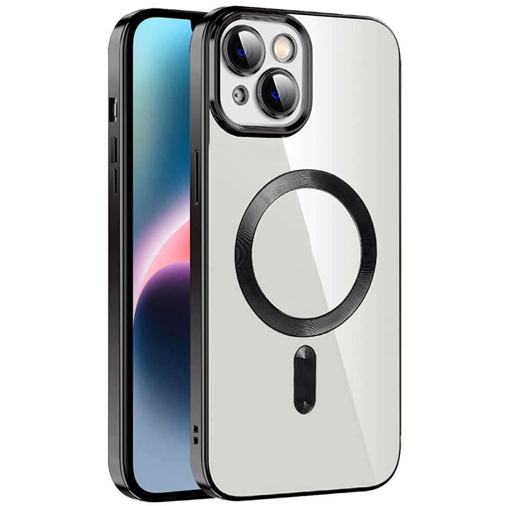 For iPhone 15 Plus Case Compatible with MagSafe TPU + PC Clear Back Cover - Black