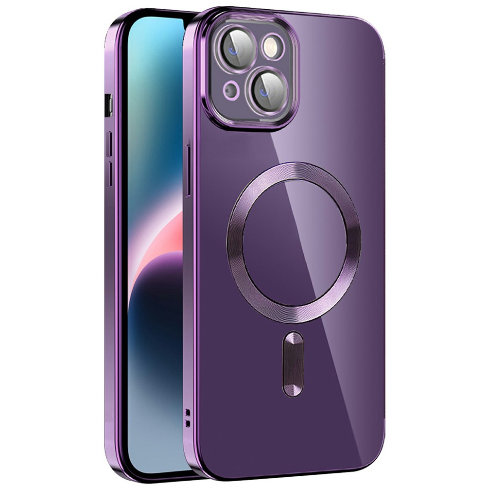 For iPhone 15 Plus Case Compatible with MagSafe TPU + PC Clear Back Cover - Purple